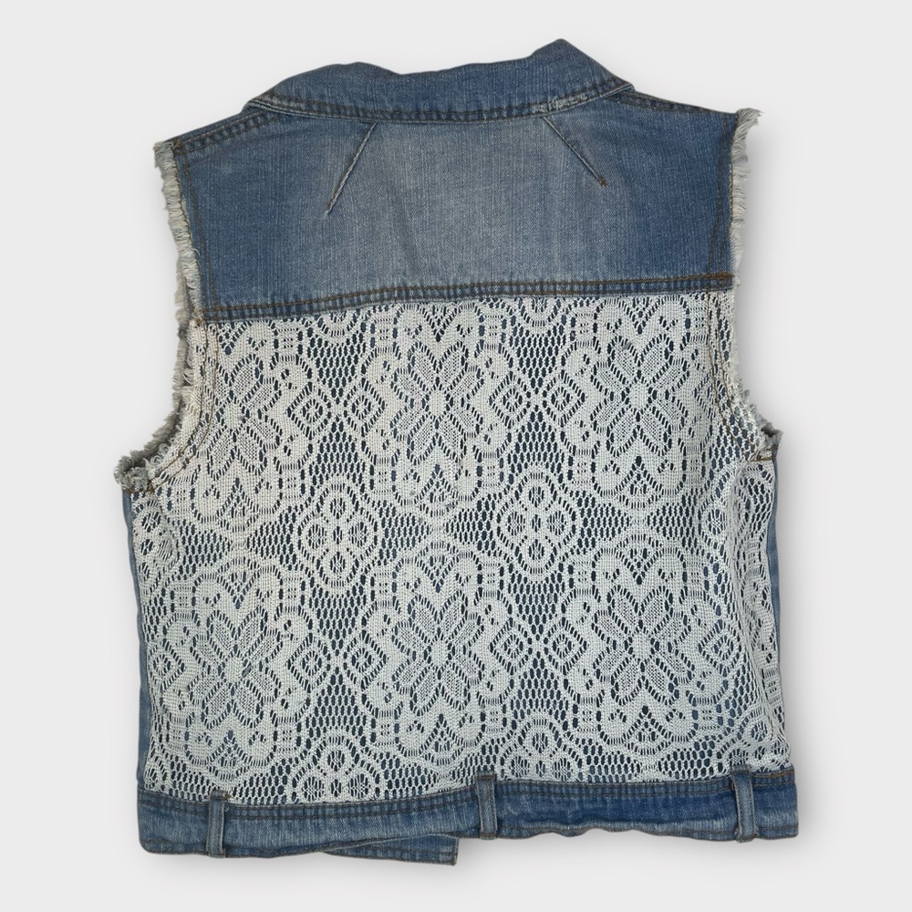 Highway Jeans Blue Denim Vest Lace Back Detail Women’s Size Large - Picture 2 of 4